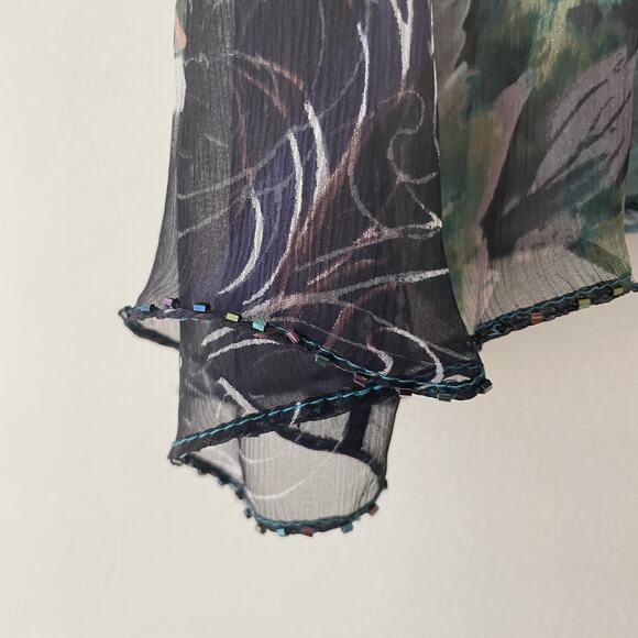 Montage by Mon Cheri Beaded Sheer Floral Jacket Top Teal 12 NWT Formal Romantic - Picture 4 of 12